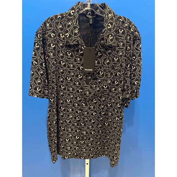 True Religion Mens Resort Shirt Jet Black NWT Size L - Picture 1 of 6